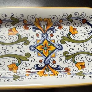 Colorful Rectangular Ceramic Tray.  Nova Deruta . Made in Italy.